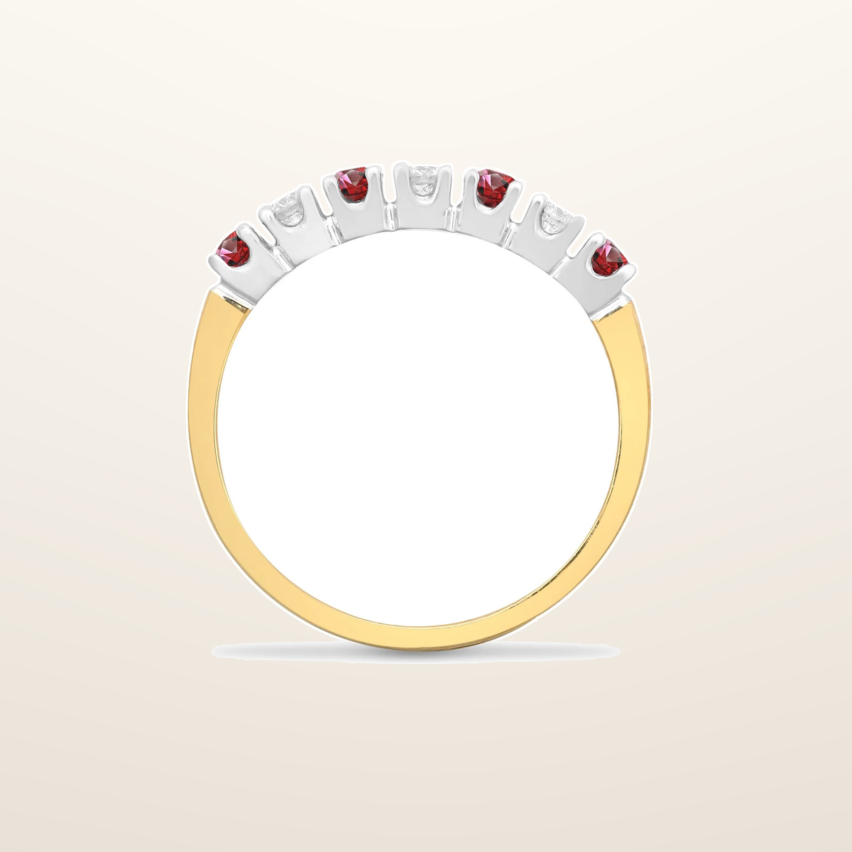 IT_ROLE:studio_clean | 9ct Yellow Gold Natural Diamond 15pts & Ruby 20pts Half Eternity Ring