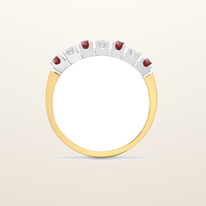 IT_ROLE:studio_clean | 9ct Yellow Gold Natural Diamond 15pts & Ruby 20pts Half Eternity Ring