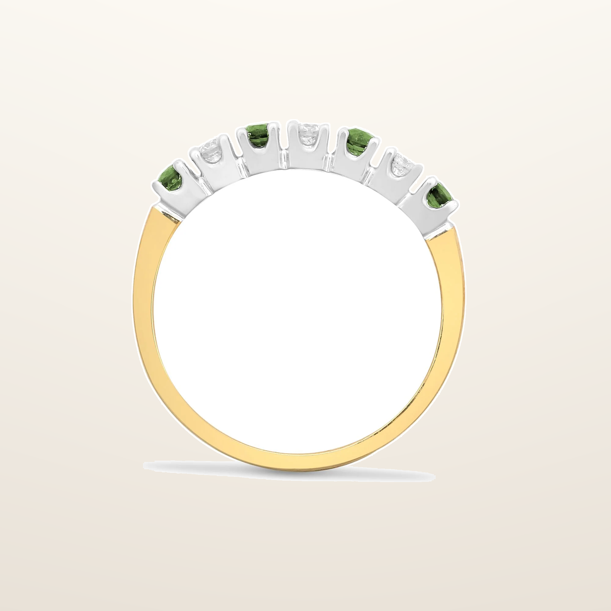 IT_ROLE:studio_clean | 9ct Yellow Gold Natural Diamond 15pts & Emerald 20pts Half ET Ring