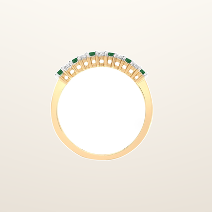 IT_ROLE:studio_clean | 9ct Yellow Gold Natural Diamond 10pts & Emerald 15pts Half Eternity Ring