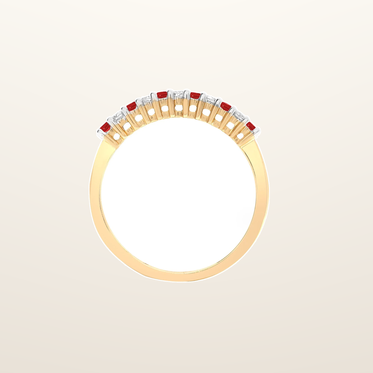 IT_ROLE:studio_clean | 9ct Yellow Gold Natural Diamond 10pts & Ruby 15pts Half Eternity Ring