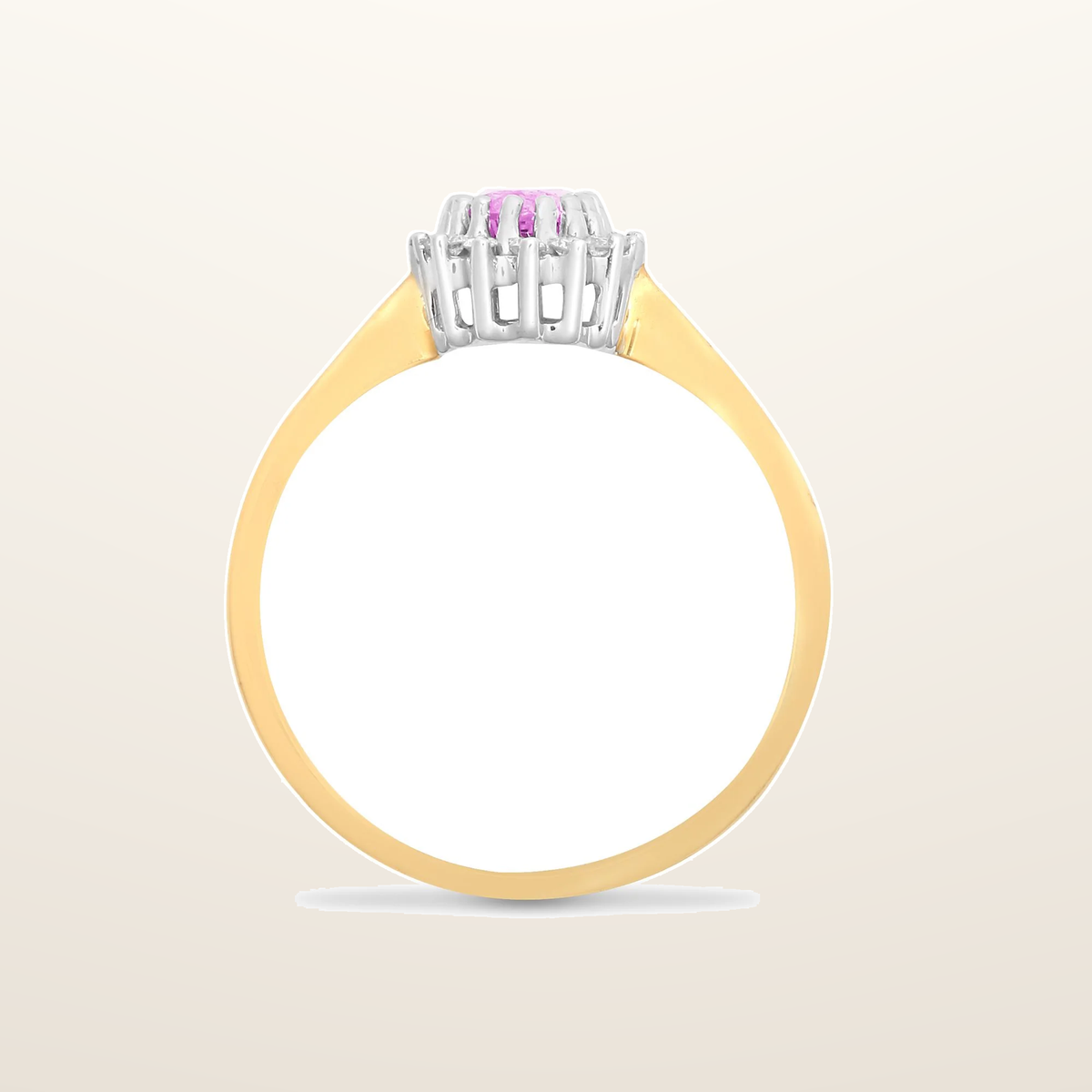 IT_ROLE:studio_clean | 9ct Yellow Gold Natural Diamond 12pts & Pink Sapphire 68pts Ring