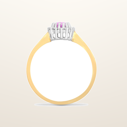 IT_ROLE:studio_clean | 9ct Yellow Gold Natural Diamond 12pts & Pink Sapphire 68pts Ring