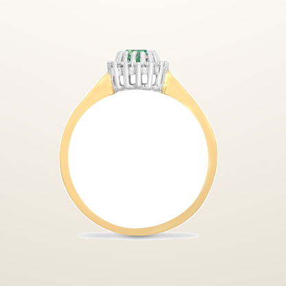 IT_ROLE:studio_clean | 9ct Yellow Gold Natural Diamond 12pts & Emerald 52pts Ring