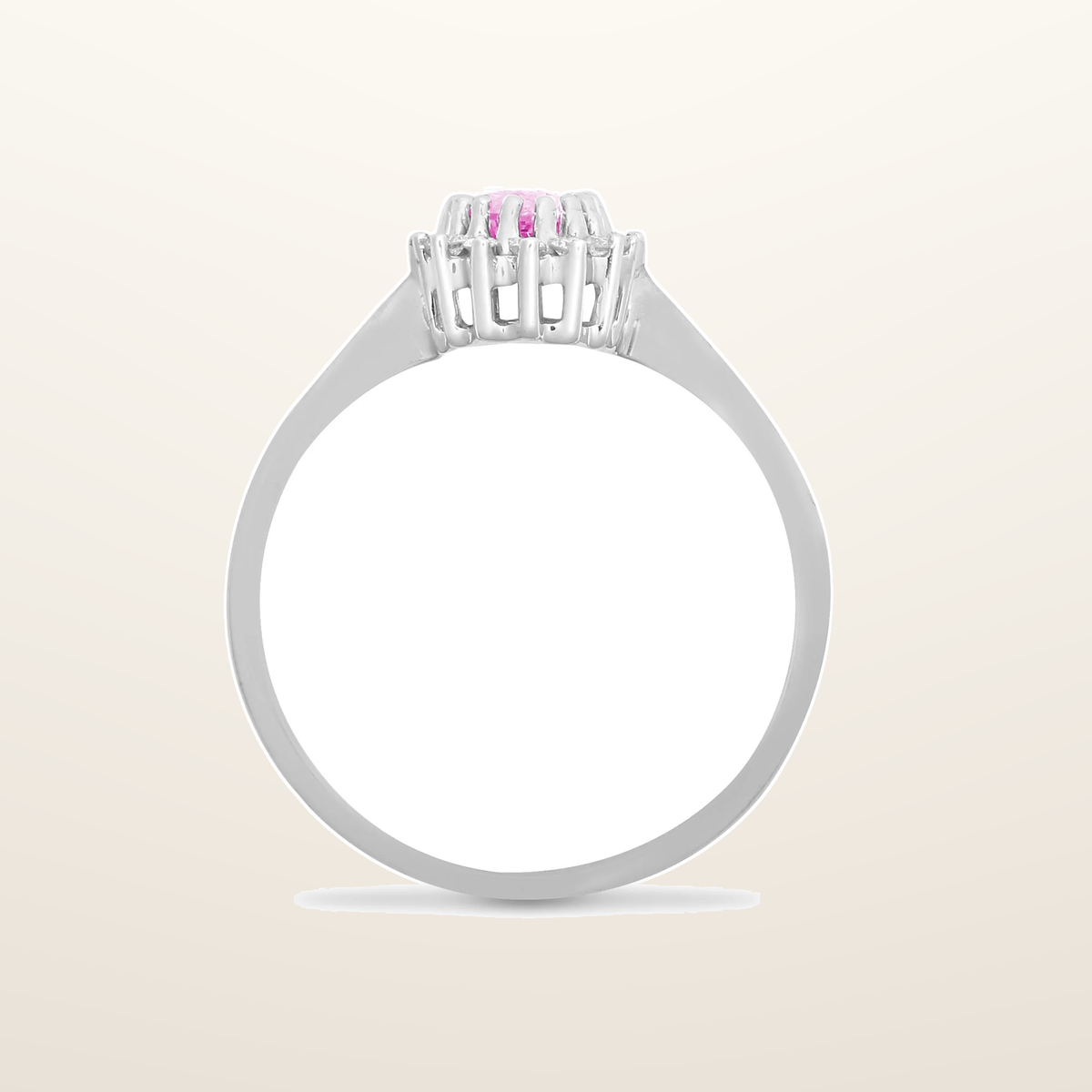 IT_ROLE:studio_clean | 9ct White Gold Natural Diamond 12pts & Pink Sapphire 68pts Ring