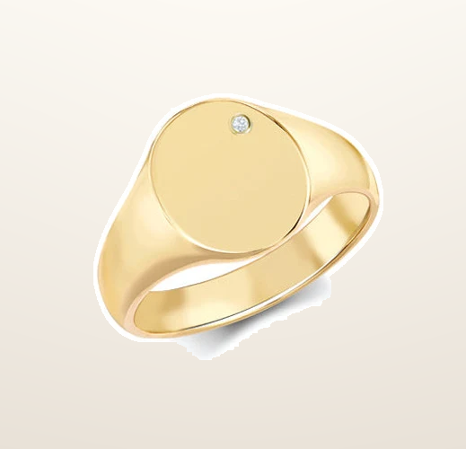 IT_ROLE:studio_clean | 9ct Yellow Gold 0.03cts Diamonds Flush-set Oval Signet Ring