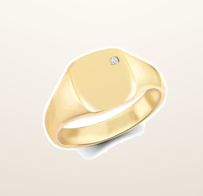 IT_ROLE:studio_clean | 9ct Yellow Gold 0.03cts Diamonds Flush-set Cushion Signet Ring