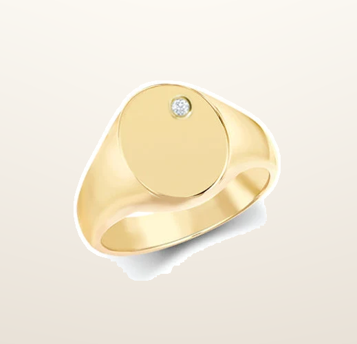 IT_ROLE:studio_clean | 9ct Yellow Gold 0.06cts Diamonds Flush-set Oval Signet Ring