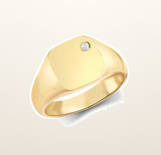 IT_ROLE:studio_clean | 9ct Yellow Gold 0.06cts Diamonds Flush-set Cushion Signet Ring