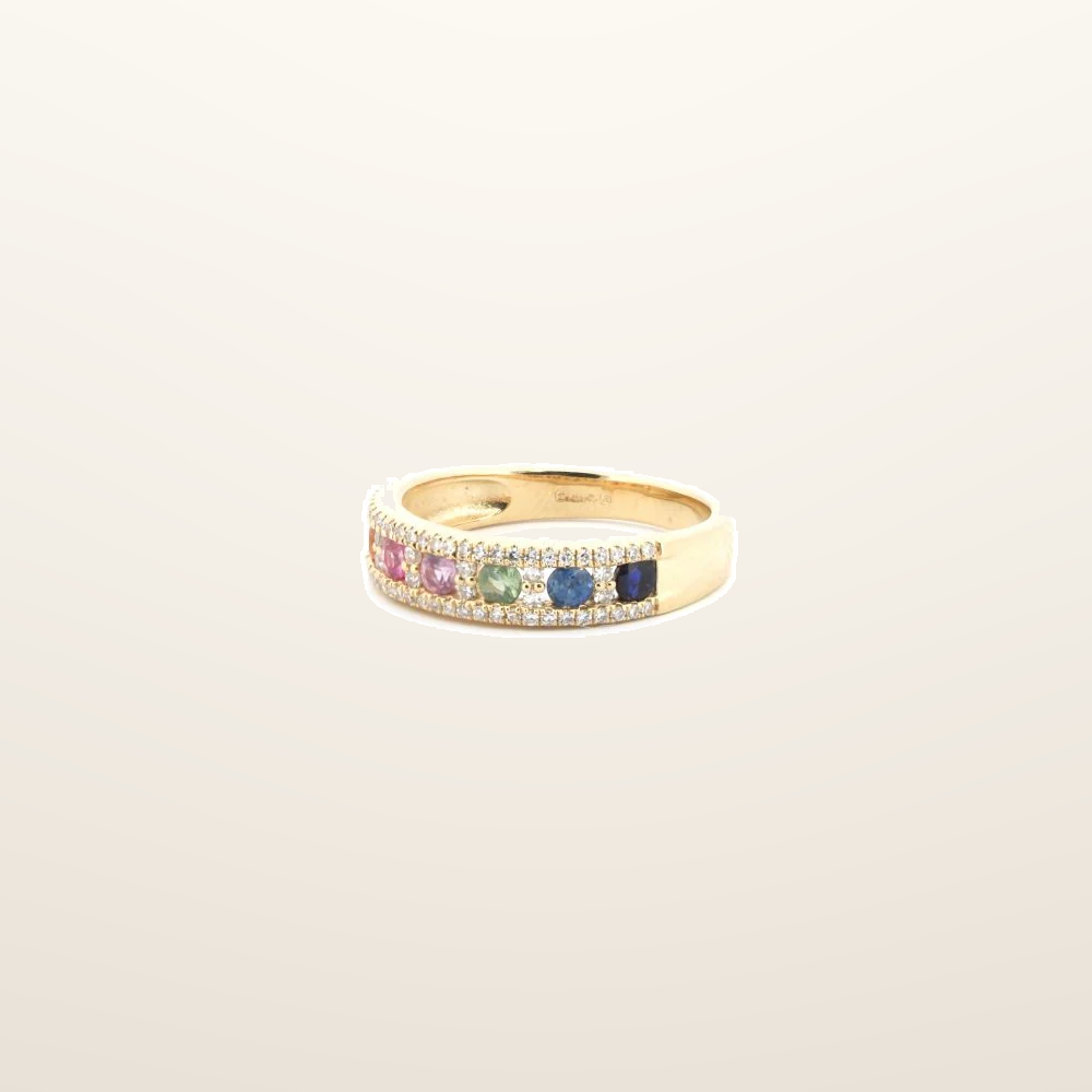 IT_ROLE:studio_clean | 9ct Yellow 0.25ct Dia, 0.62ct Rainbow Saph Ring