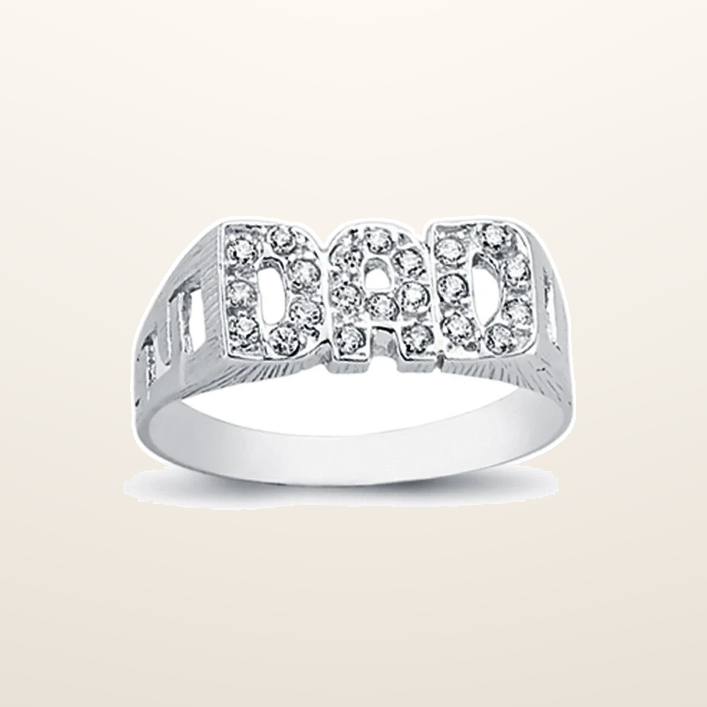 IT_ROLE:studio_clean | 925 Silver Cubic Zirconia Set Dad Ring Curb Shoulders