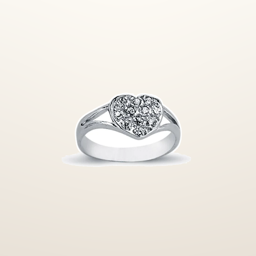 IT_ROLE:studio_clean | 925 Silver Cubic Zirconia Set heart Signet Ring