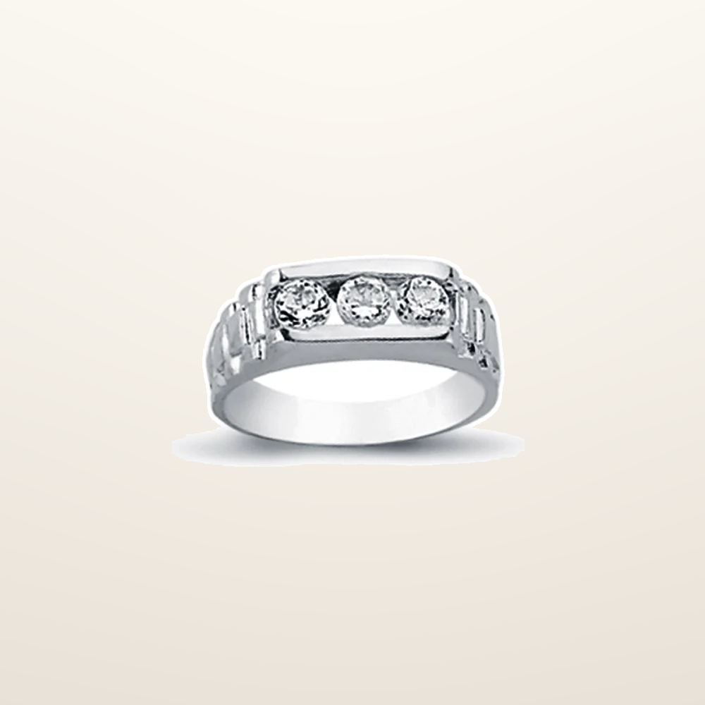 IT_ROLE:studio_clean | 925 Silver Cubic Zirconia Set Trilogy Signet Ring
