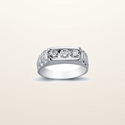 IT_ROLE:studio_clean | 925 Silver Cubic Zirconia Set Trilogy Signet Ring