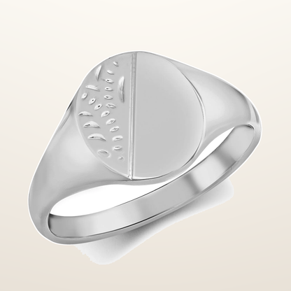 IT_ROLE:studio_clean | 925 Silver Oval Half Engraved Signet Ring