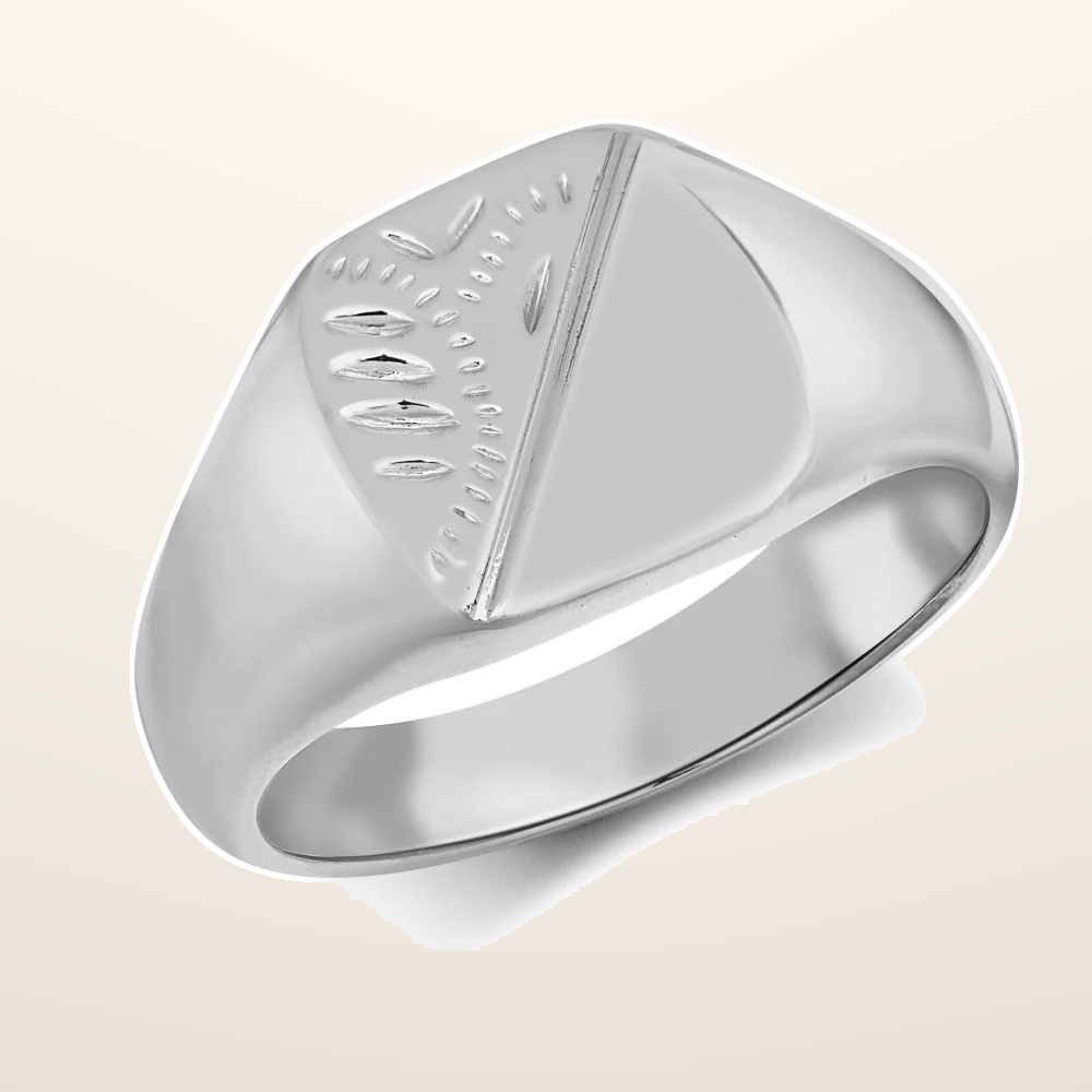IT_ROLE:studio_clean | 925 Silver Cushion Shape Half Engraved Signet Ring