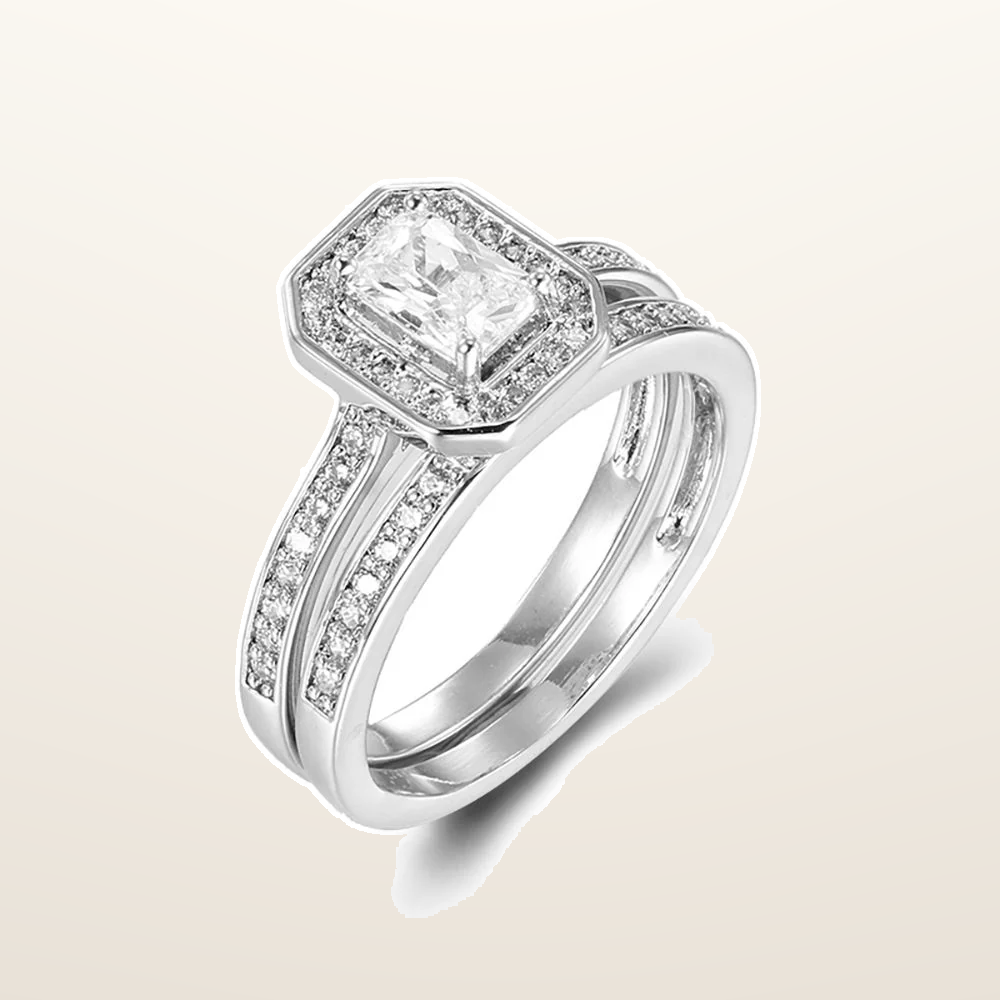 IT_ROLE:studio_clean | 925 Silver Pear Emerald Cut and Half ET Set Rings