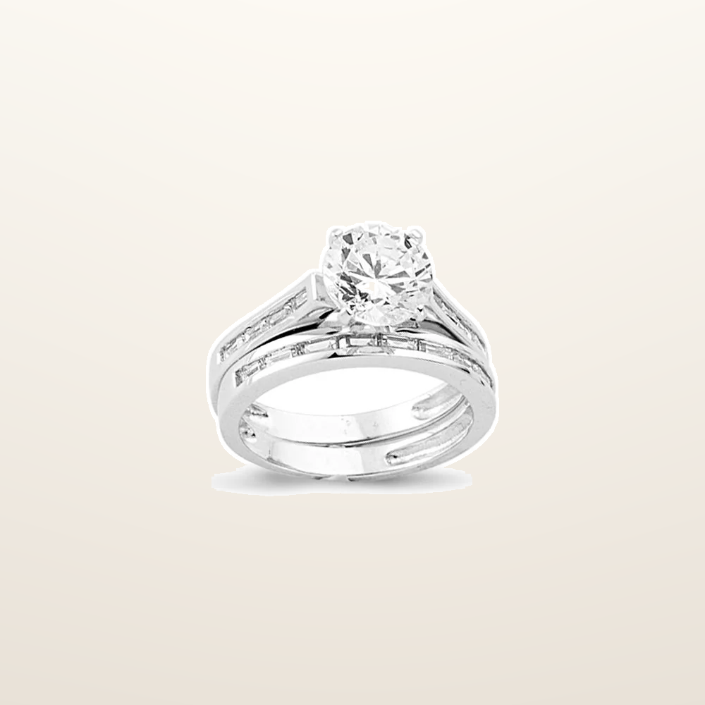 IT_ROLE:studio_clean | 925 Silver Cubic Zirconia RBC and Half ET Set Rings