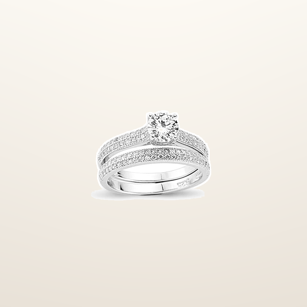IT_ROLE:studio_clean | 925 Silver Cubic Zirconia RBC and Half ET Set Rings