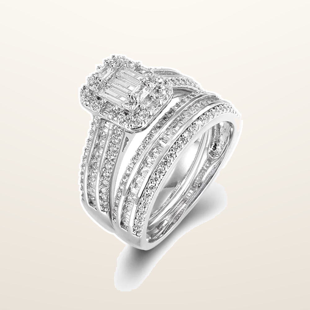 IT_ROLE:studio_clean | 925 Silver Pear Emerald Cut and Half ET Set Rings