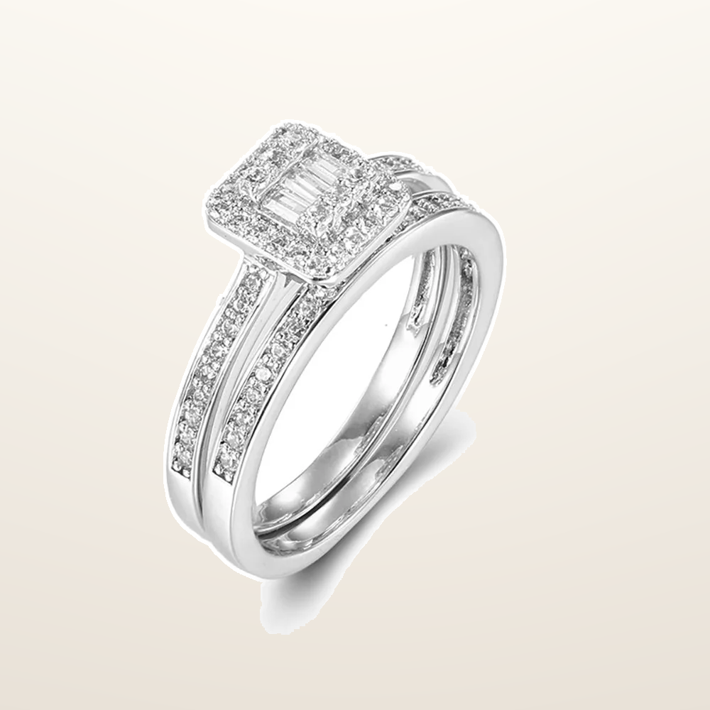 IT_ROLE:studio_clean | 925 Silver Pear Emerald Cut and Half ET Set Rings