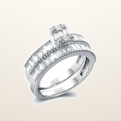 IT_ROLE:studio_clean | 925 Silver Pear Emerald Cut and Half ET Set Rings