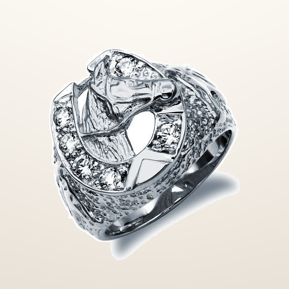 IT_ROLE:studio_clean | 925 Silver Cubic Zirconia Set Horseshoe Ring