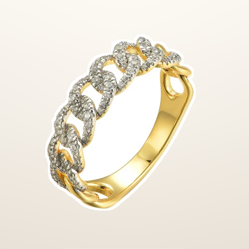 IT_ROLE:studio_clean | 925 Siver 14ct Gold Plated Cubic Zirconia Set Curb Dress Ring