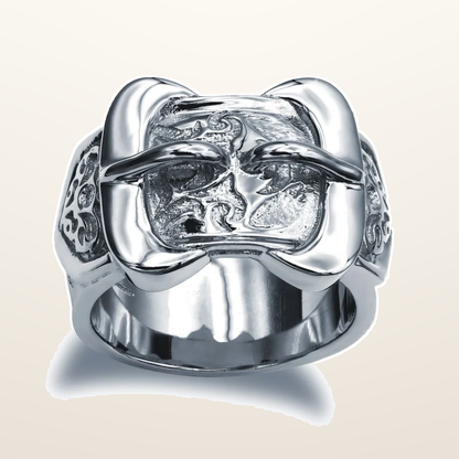 IT_ROLE:studio_clean | 925 Sterling Silver hand finished premium weight carved double buckle design ring