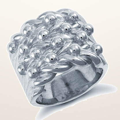 IT_ROLE:studio_clean | 925 Sterling Silver hand finished super premium weight 4 row keeper ring with roped edges