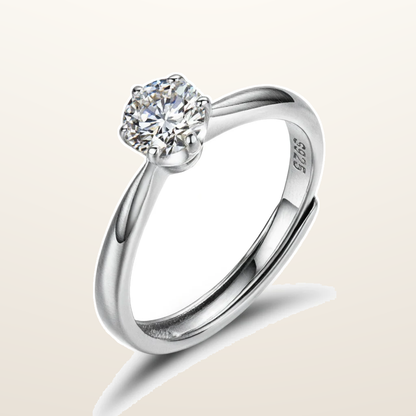 IT_ROLE:studio_clean | 925 Silver 5mm Cubic Zirconia Set Adjustable Solitaire Ring