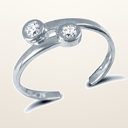 IT_ROLE:studio_clean | 925 Silver Cross Over Cubic Zirconia Set Toe Ring