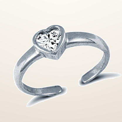IT_ROLE:studio_clean | 925 Silver Cubic Zirconia Set Heart Toe Ring