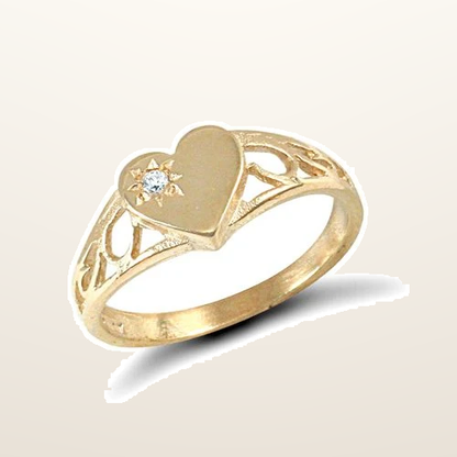 IT_ROLE:studio_clean | 9ct Yellow Gold Cubic Zirconia Children's Heart Ring