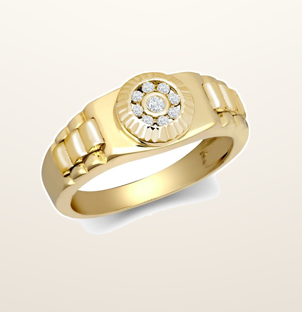 IT_ROLE:studio_clean | 9ct Yellow Gold Child's Cubic Zirconia Set Watch Strap & Bezel Ring