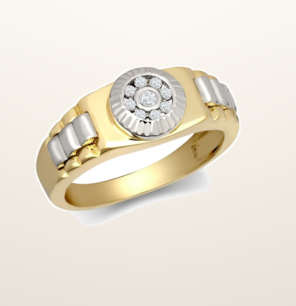 IT_ROLE:studio_clean | 9ct 2 Colour Gold Child's Cubic Zirconia Set Watch Strap & Bezel Ring