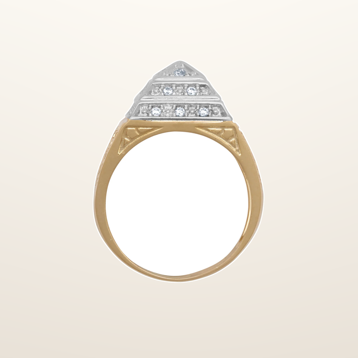 IT_ROLE:studio_clean | 9ct Yellow Gold Child's Cubic Zirconia Set Pyramid Ring