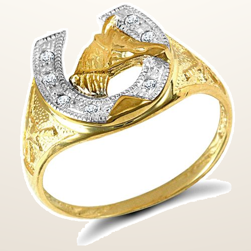IT_ROLE:studio_clean | 9ct Yellow Gold Cubic Zirconia Horse Shoe Ring