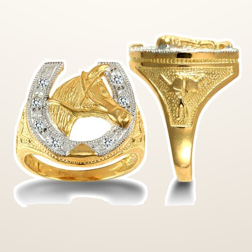 IT_ROLE:studio_clean | 9ct Yellow Gold Cubic Zirconia Horse Shoe Ring