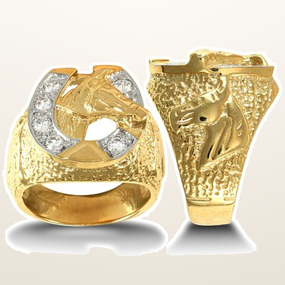 IT_ROLE:studio_clean | 9ct Yellow Gold Cubic Zirconia Horse Shoe Ring