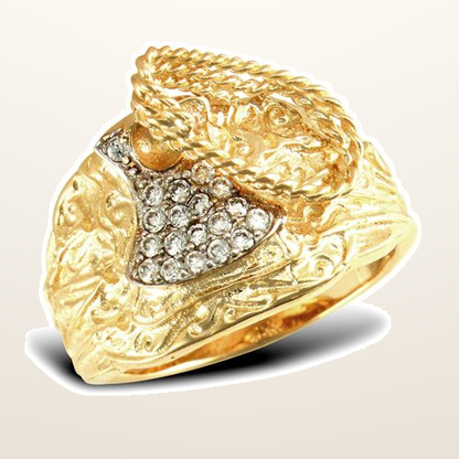 IT_ROLE:studio_clean | 9ct Yellow Gold Cubic Zirconia Saddle Ring