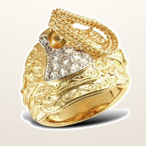 IT_ROLE:studio_clean | 9ct Yellow Gold Cubic Zirconia Saddle Ring
