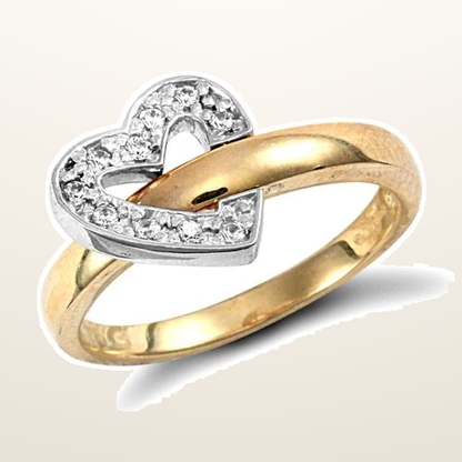 IT_ROLE:studio_clean | 9ct Yellow Gold Cubic Zirconia Flip Over Heart Ring
