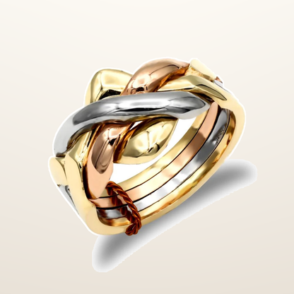 IT_ROLE:studio_clean | 9ct 3 Colour Gold 4 Piece Puzzle Ring