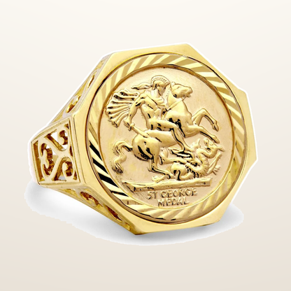 IT_ROLE:studio_clean | 9ct Yellow Gold Hexagonal St George Ring