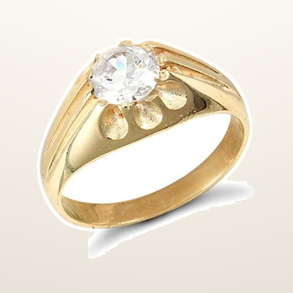 IT_ROLE:studio_clean | 9ct Yellow Gold Gents Cubic Zirconia Ring