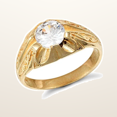 IT_ROLE:studio_clean | 9ct Yellow Gold Gents Cubic Zirconia Ring