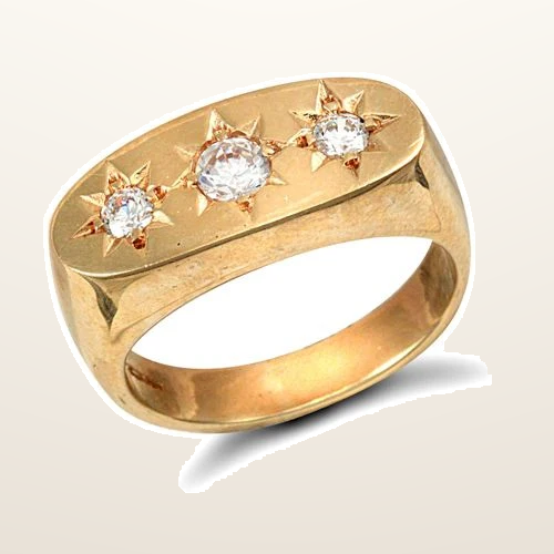 IT_ROLE:studio_clean | 9ct Yellow Gold Gents Cubic Zirconia Ring