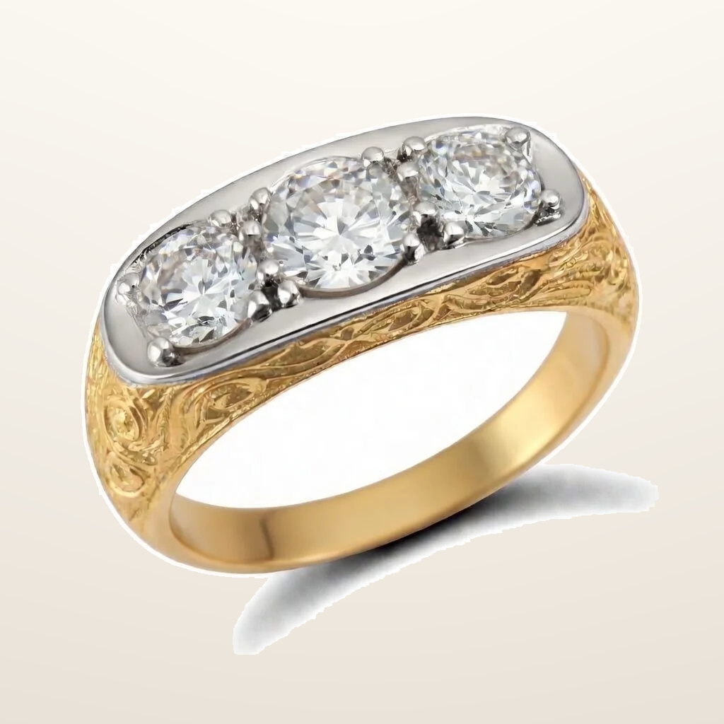 IT_ROLE:studio_clean | 9ct Yellow Gold Gents Cubic Zirconia Ring