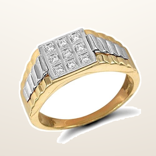 IT_ROLE:studio_clean | 9ct Yellow Gold Gents Cubic Zirconia Ring